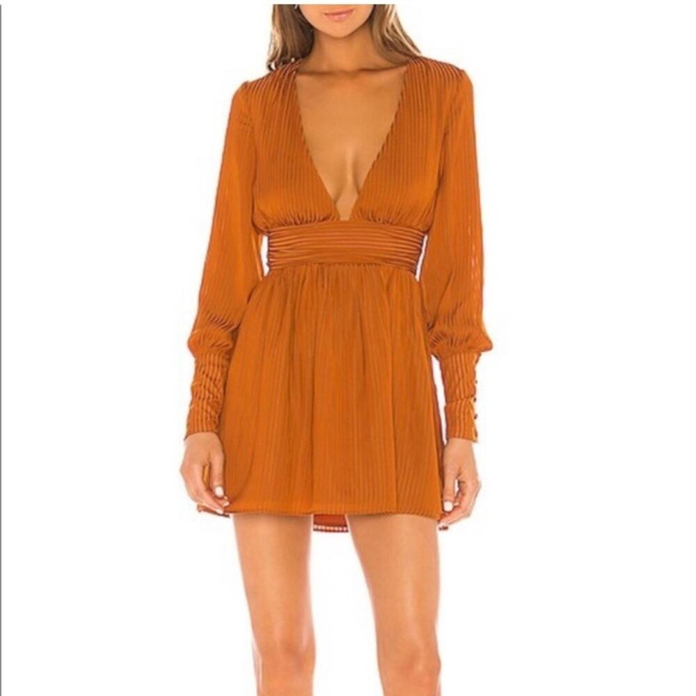 NBD large cara mini dress Vibrant Orange mini dress long sleeve revolve